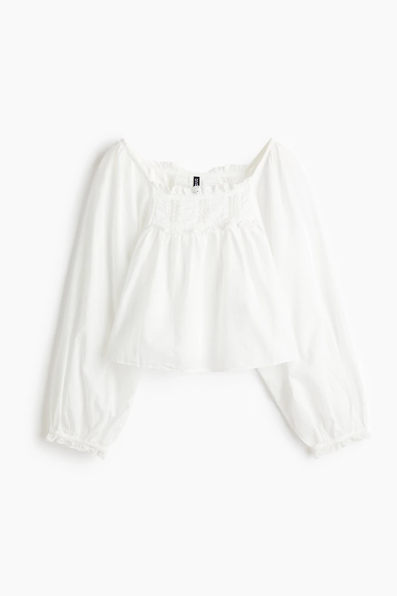 Blouse en coton avec dentelle