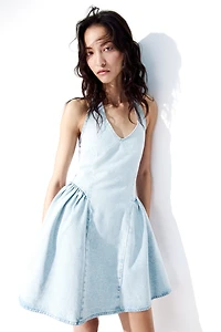 Denim Dress with Flared Skirt