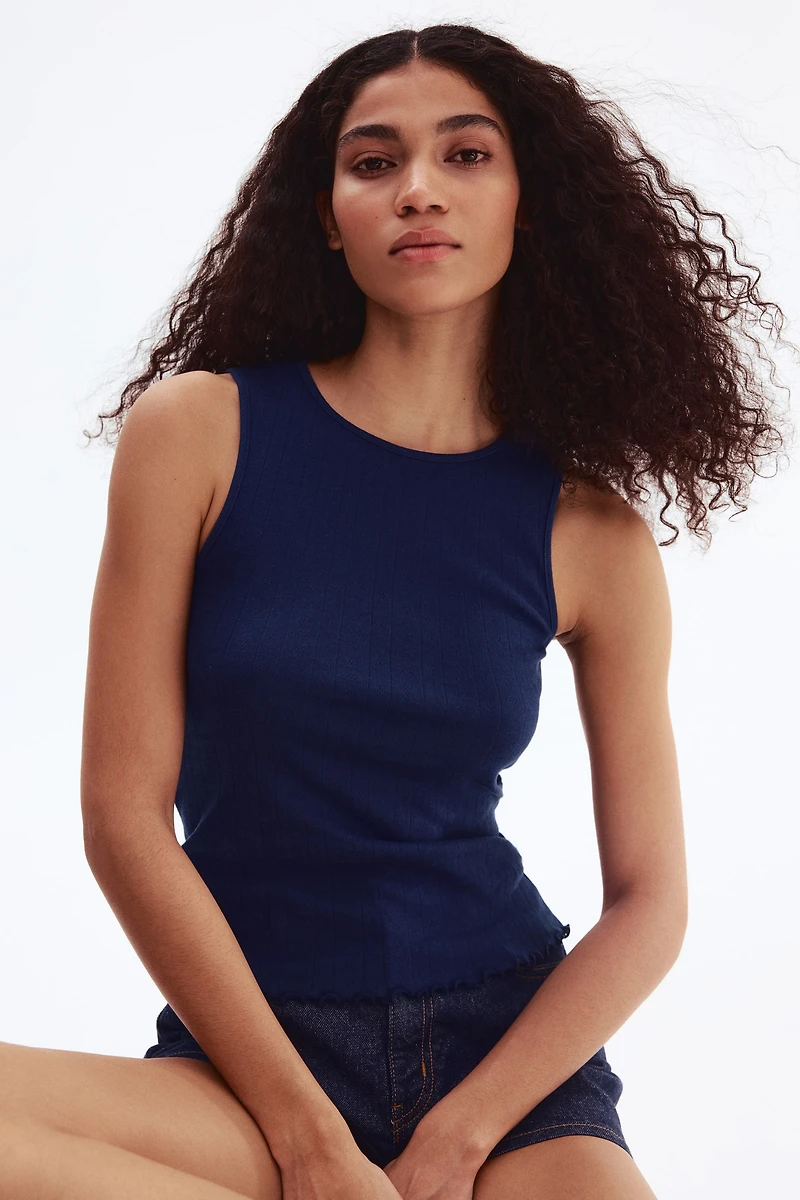 Pointelle-Knit Cotton Top