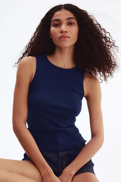 Pointelle-Knit Cotton Top