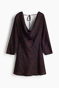 Cowl-Neck Dress with Flared Skirt