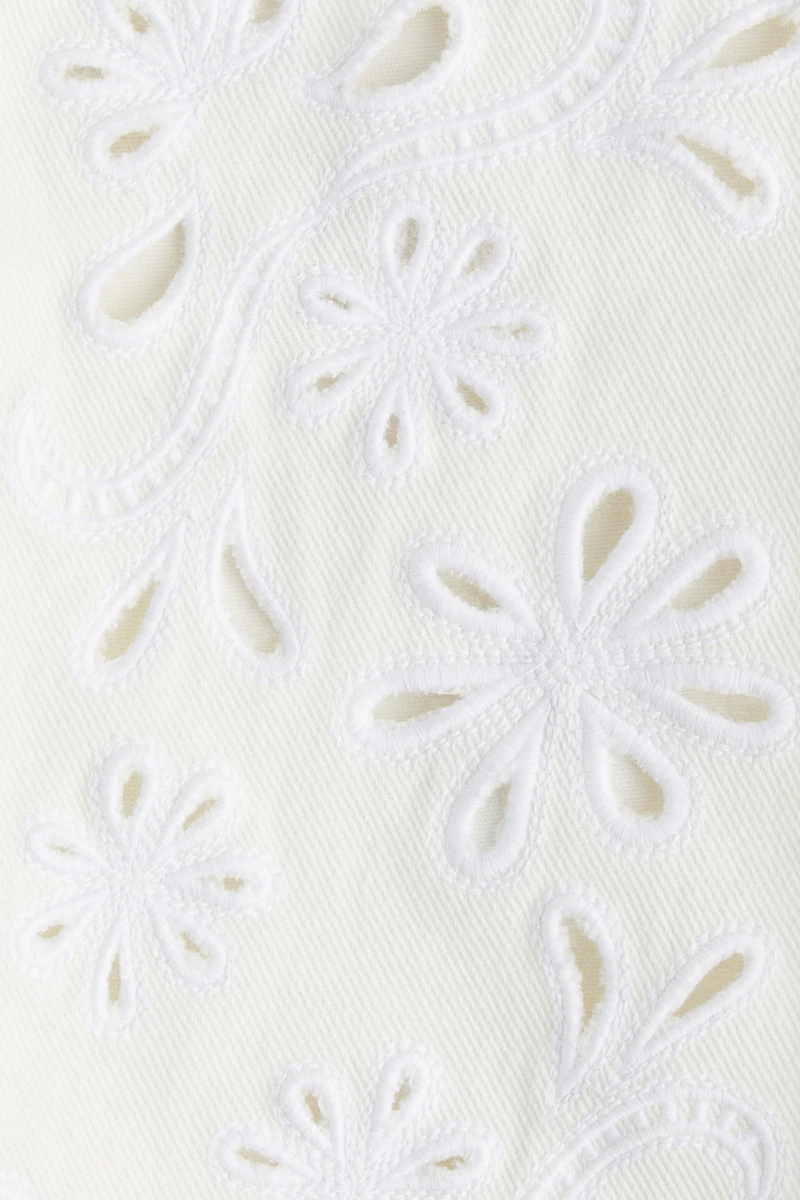 Pants with Eyelet Embroidery
