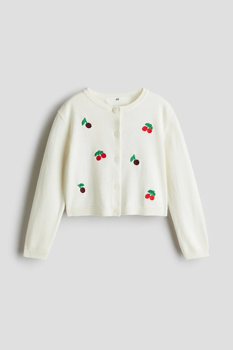 Embroidered-Detail Cotton Cardigan