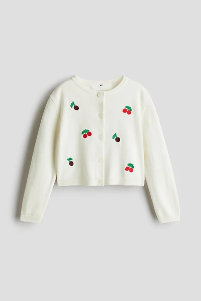 Embroidered-Detail Cotton Cardigan