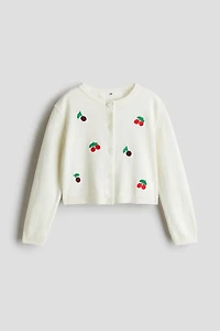 Embroidered-Detail Cotton Cardigan