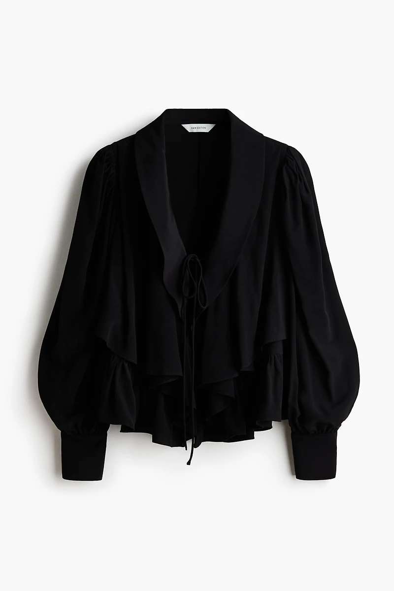 Peplum Blouse with Shawl Collar