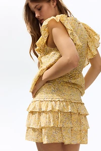 Tiered Viscose Mini Skirt