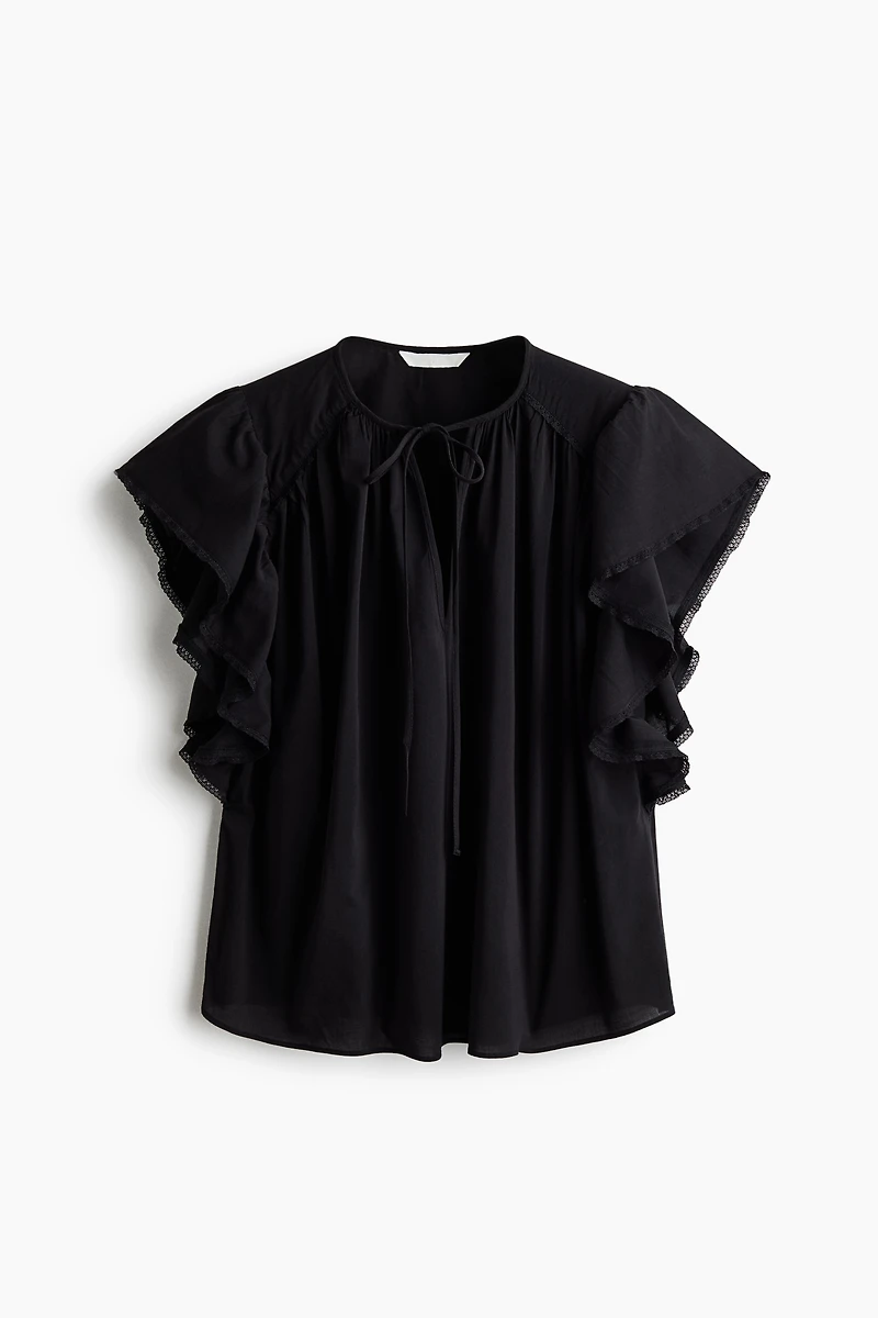 Oversized Lace-Trimmed Blouse