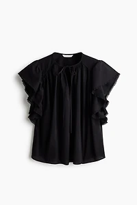 Oversized Lace-Trimmed Blouse