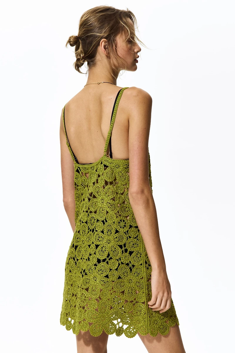 Crochet-Look Mini Dress