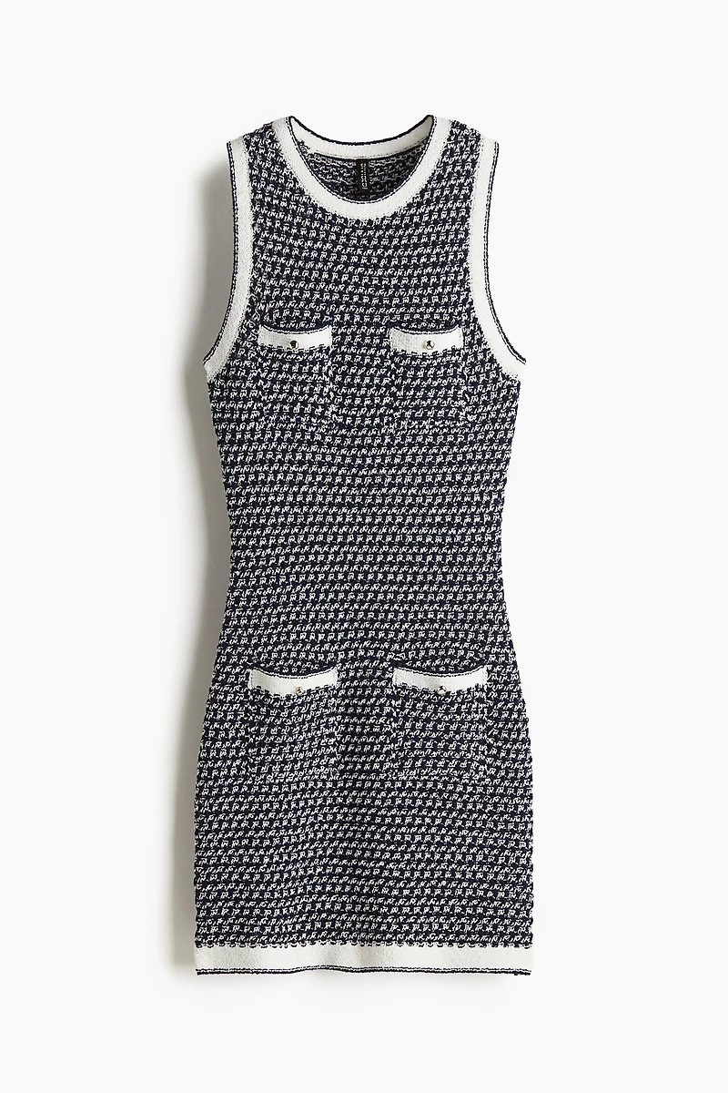 Pocket-Detail Textured-Knit Dress