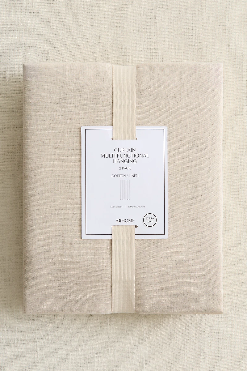 Lot de 2 rideaux longs en lin mélangé