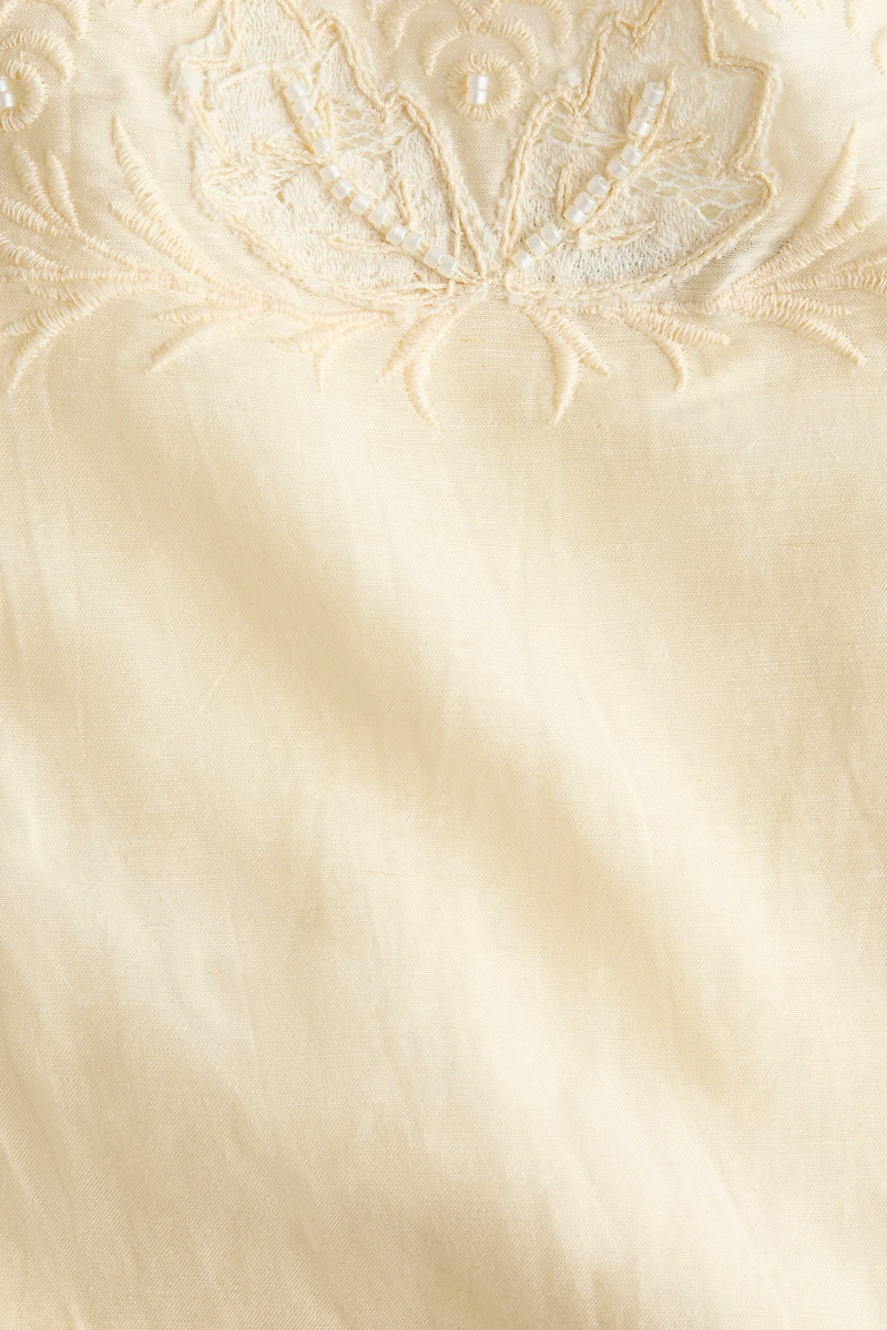Linen-Blend Pajama Top