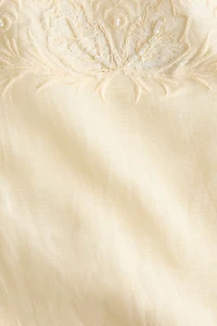 Linen-Blend Pajama Top