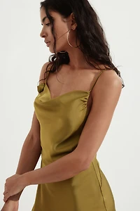 Tie-detail satin slip dress