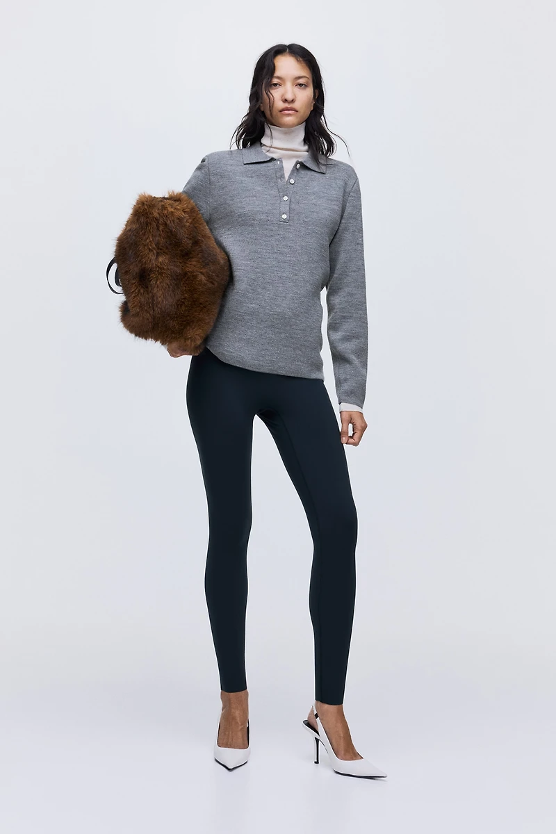 Shoulder-Pad Polo Sweater