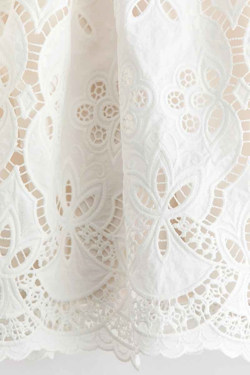 Eyelet-Embroidered Drawstring Skirt