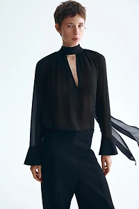 Blouse with Scarf Collar