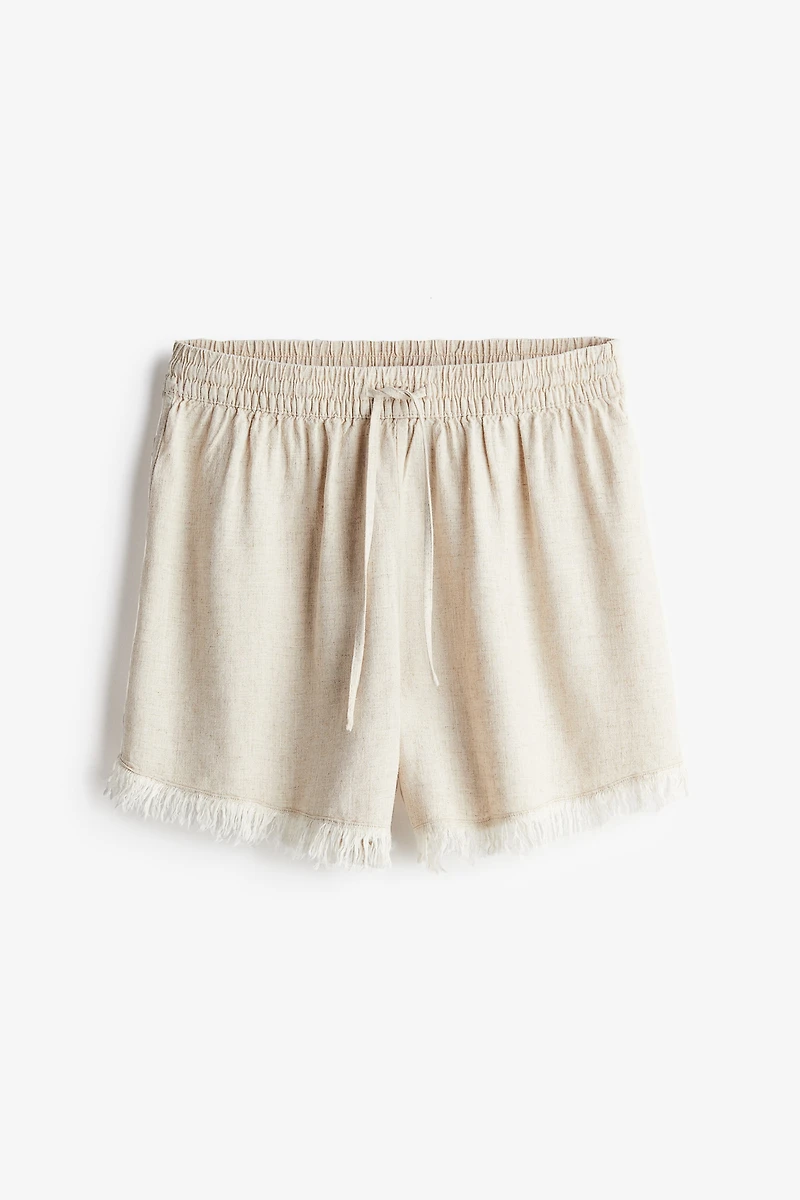 Short en lin mélangé avec taille élastique