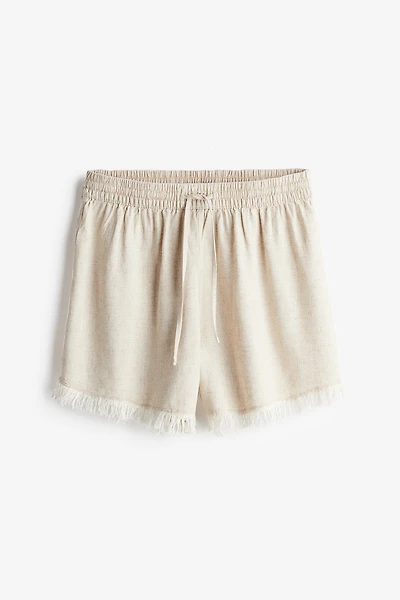 Short en lin mélangé avec taille élastique