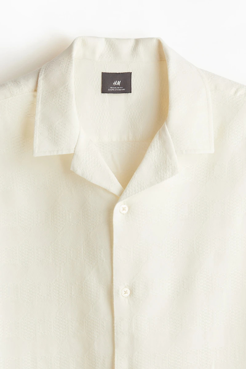 Regular Fit Jacquard-weave Resort Shirt