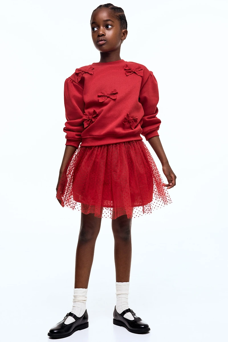 Flock-Print Tulle Skirt