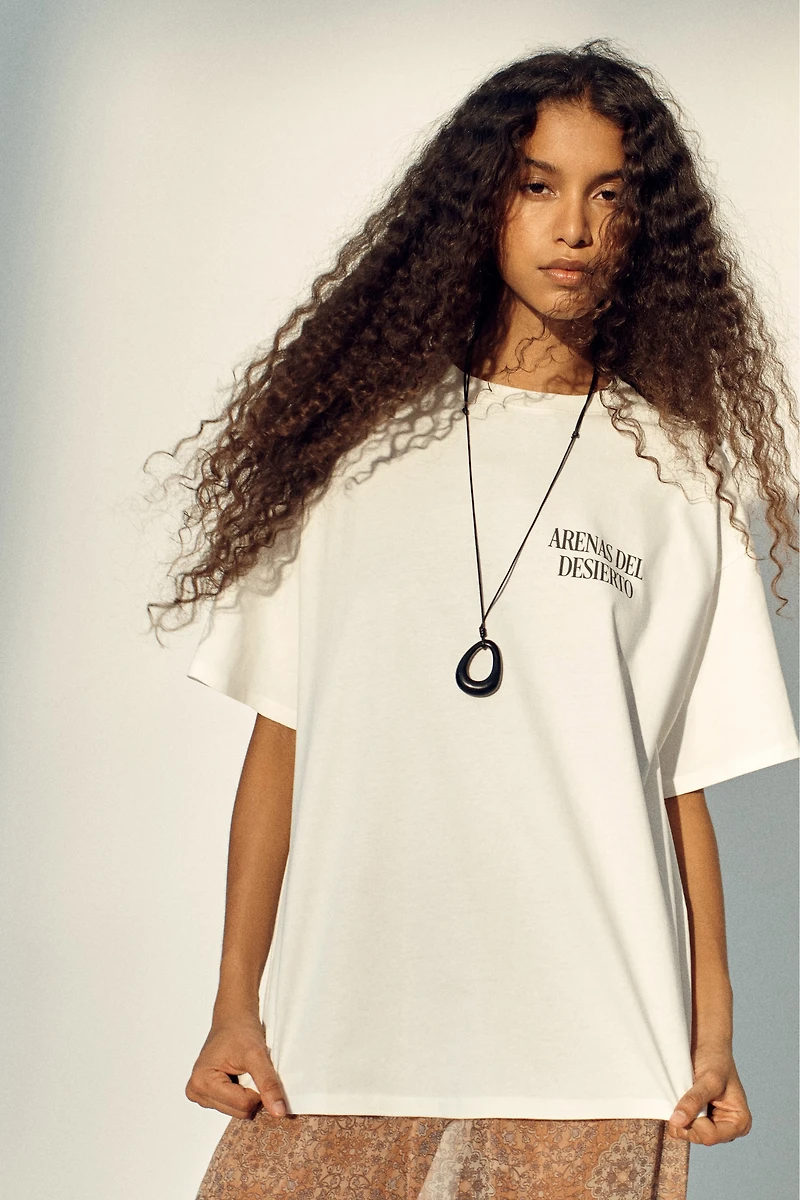 Oversized T-Shirt with Printed Motif
