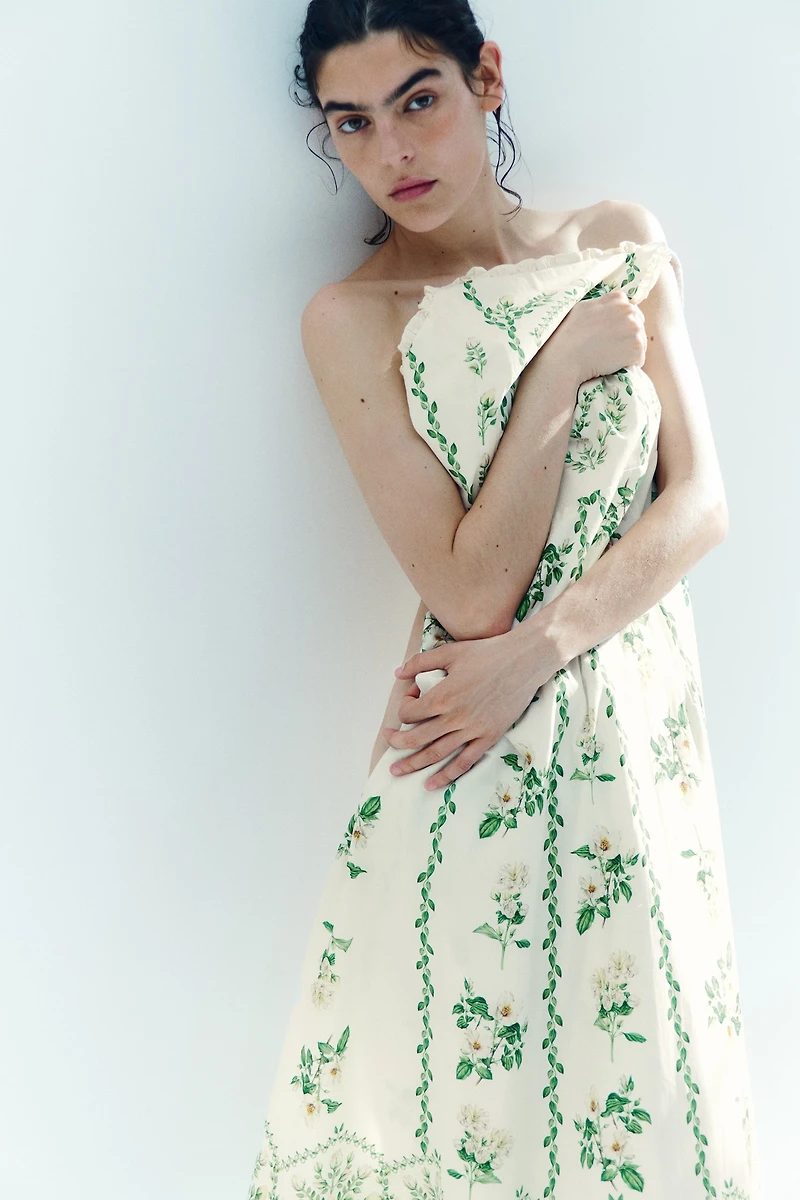 Cotton Dress with Flared Skirt