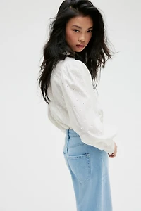Blouse with Eyelet Embroidery