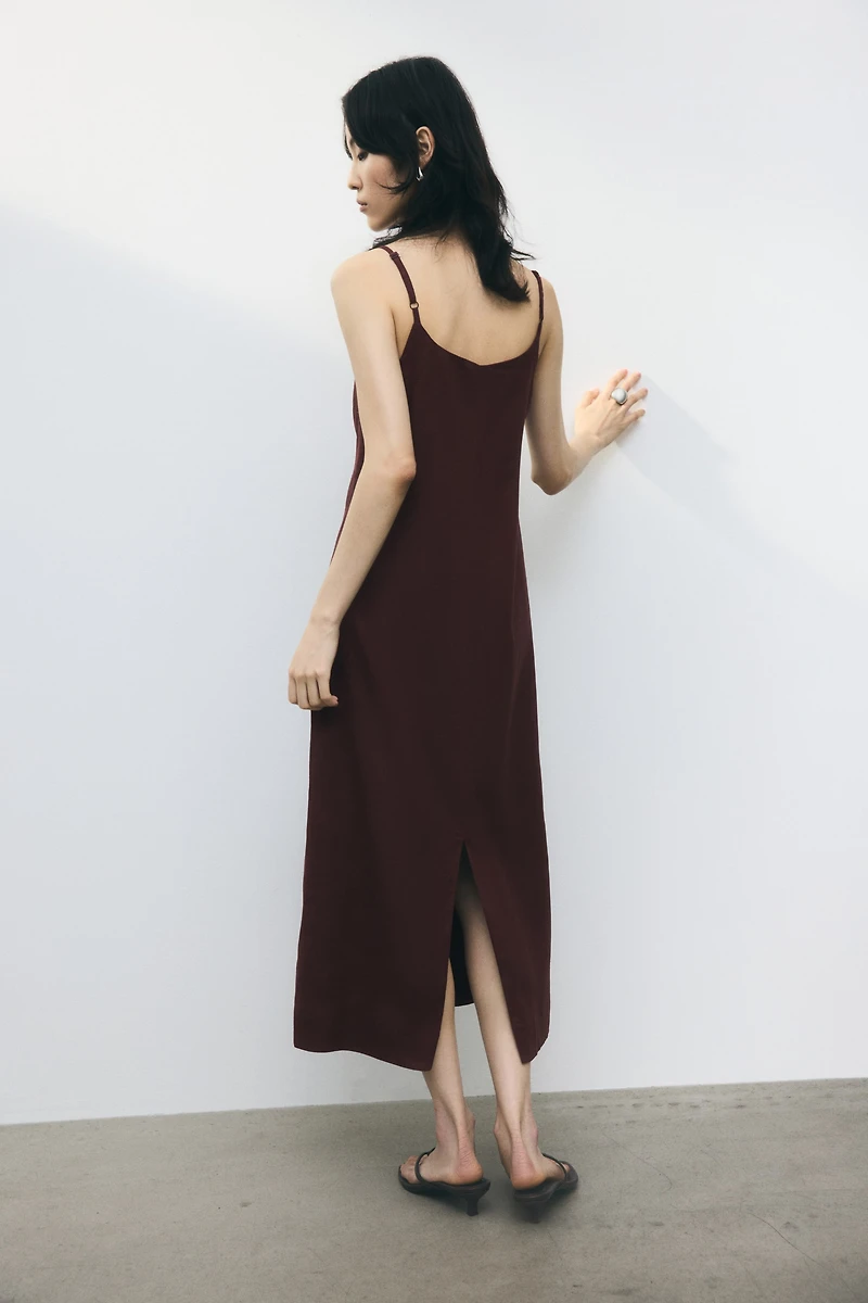Linen-Blend Strappy Dress