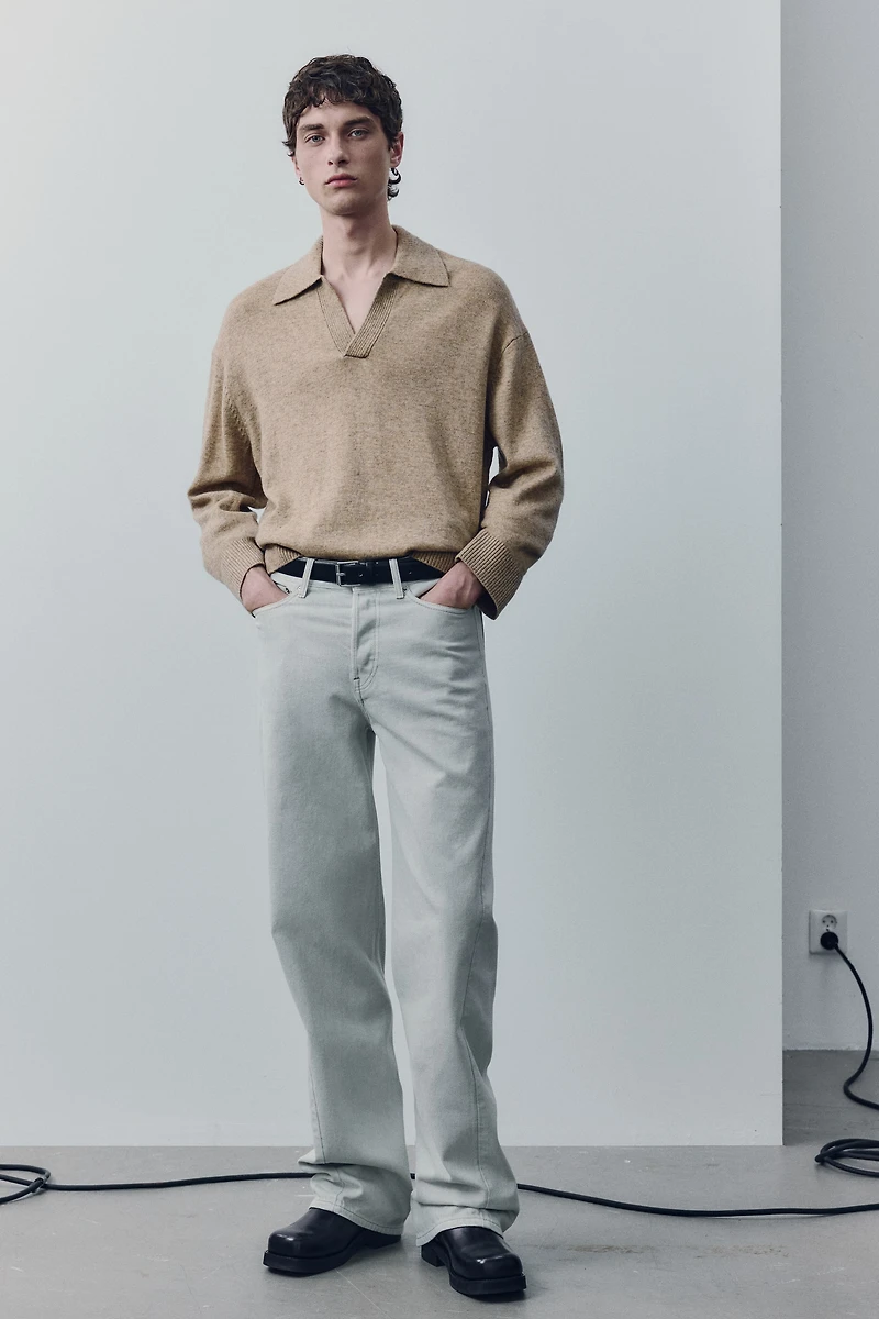 Wool-Blend Polo Sweater