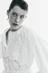 Lace-Trimmed Cotton Blouse