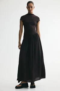 Asymmetric Dual-Fabric Dress