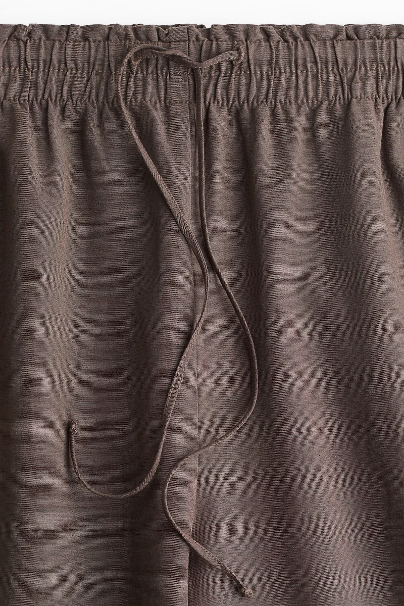 Wide-Leg Linen-Blend Pants