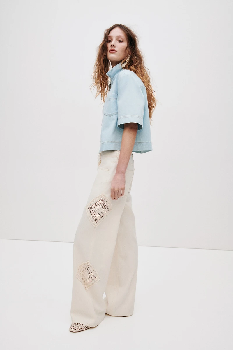 Chemise à manches courtes en denim