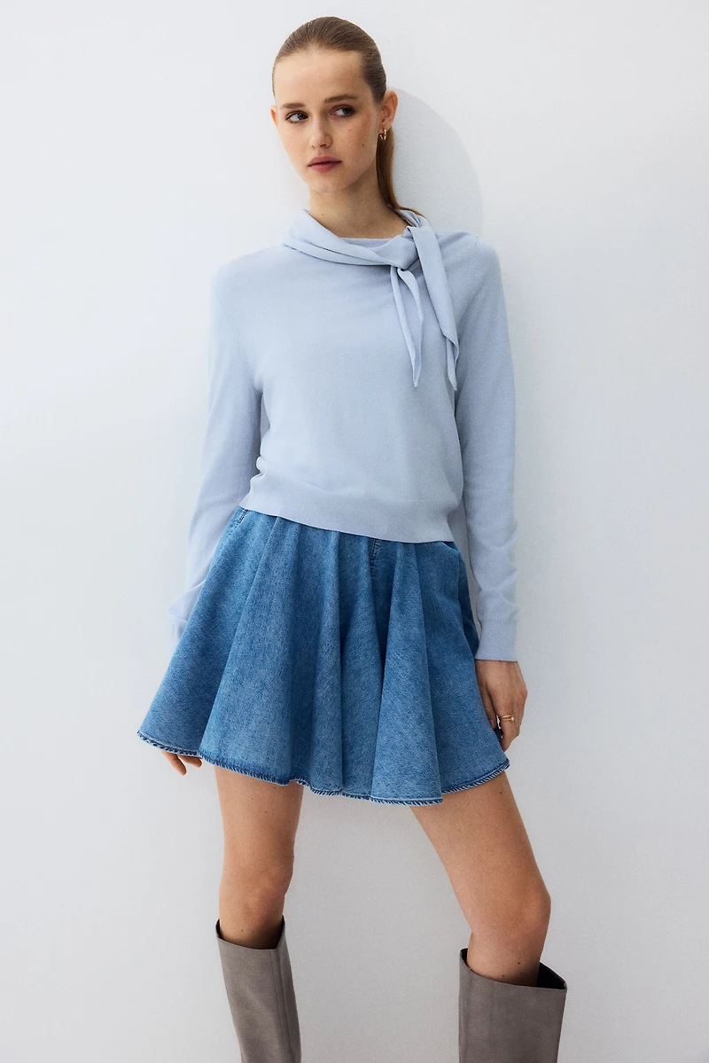 Sweater with Scarf Collar