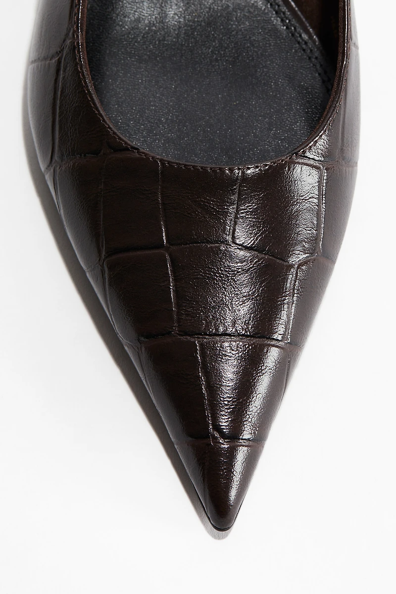 Kitten-Heeled Pointed Slingbacks