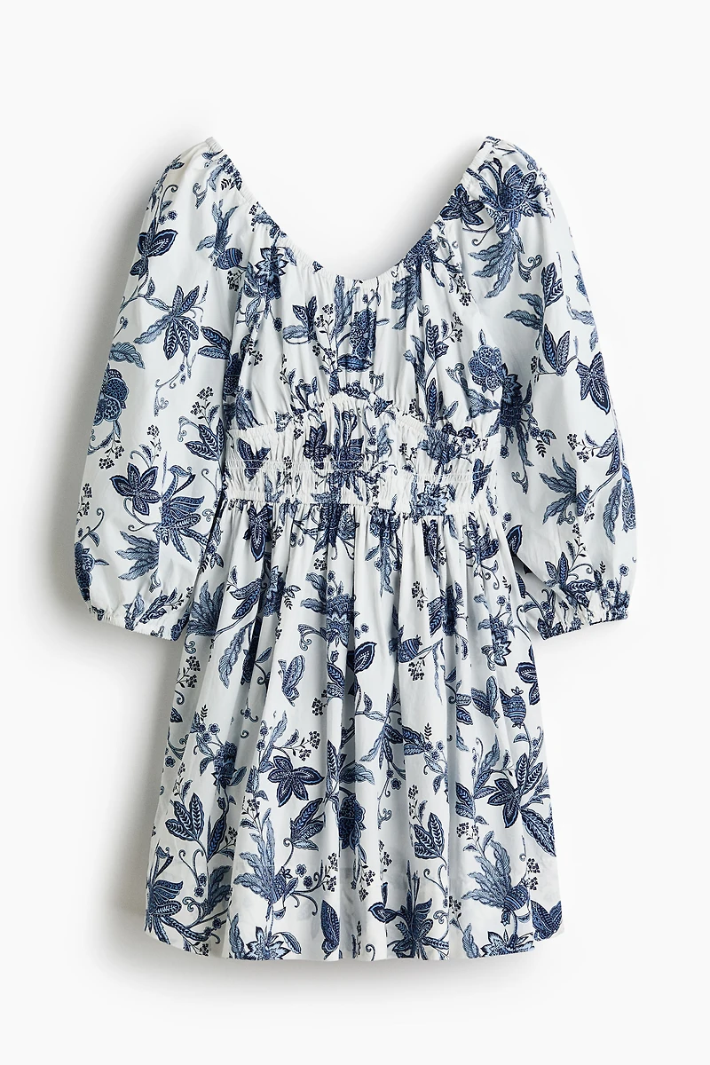 Flared-skirt cotton dress