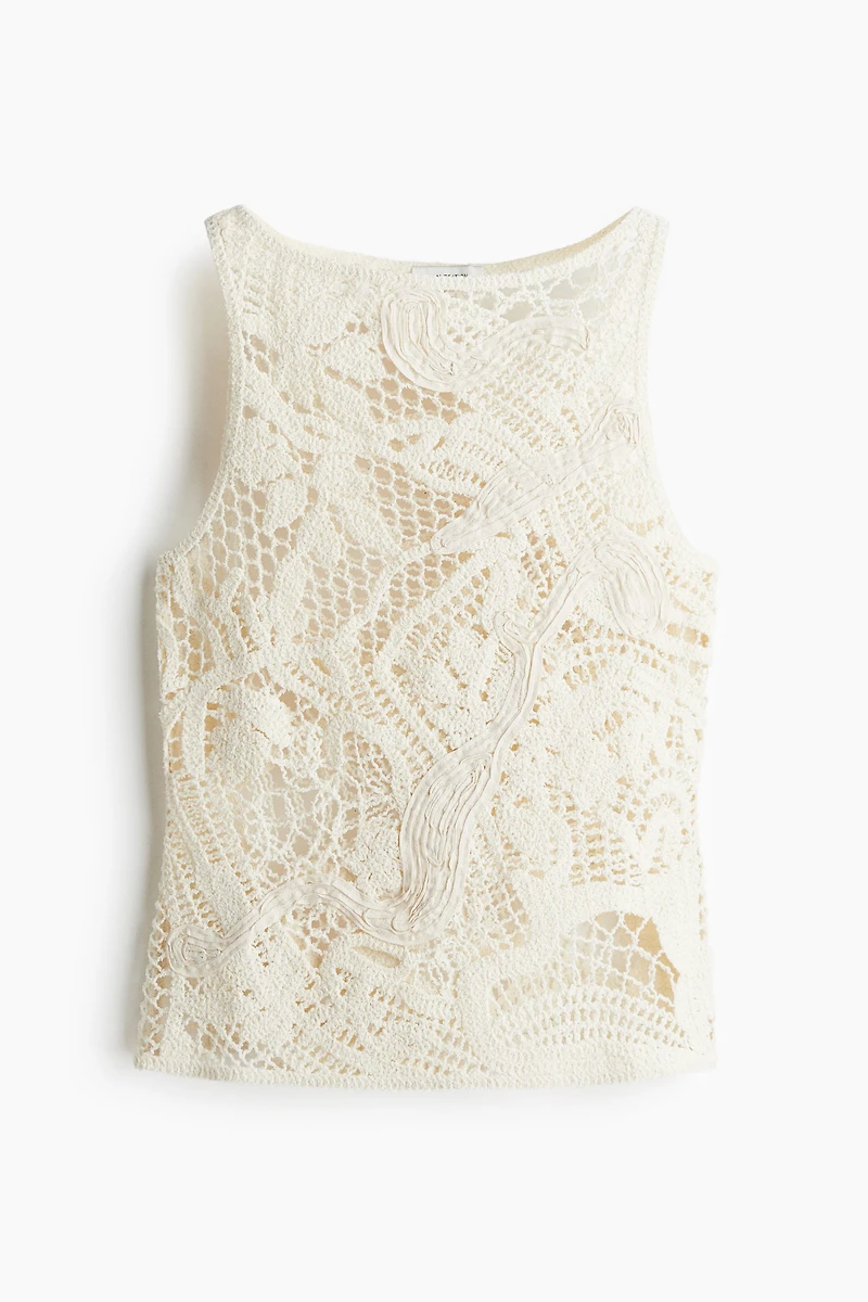 Sleeveless Crochet-Look Top