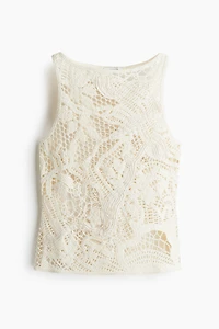 Sleeveless Crochet-Look Top