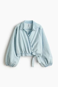 Denim Wrap Blouse