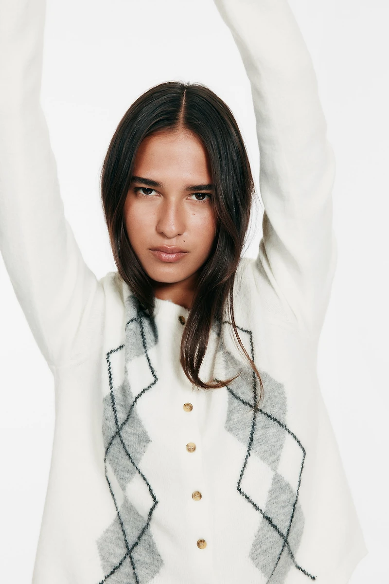 Jacquard-Knit Cardigan