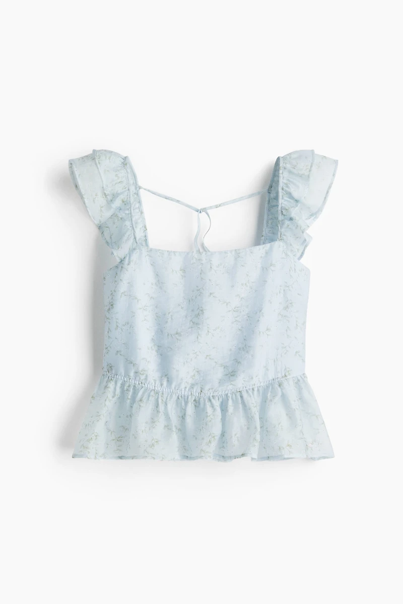 Tie-Detail Peplum Blouse