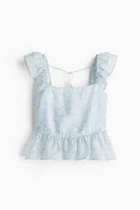Tie-Detail Peplum Blouse