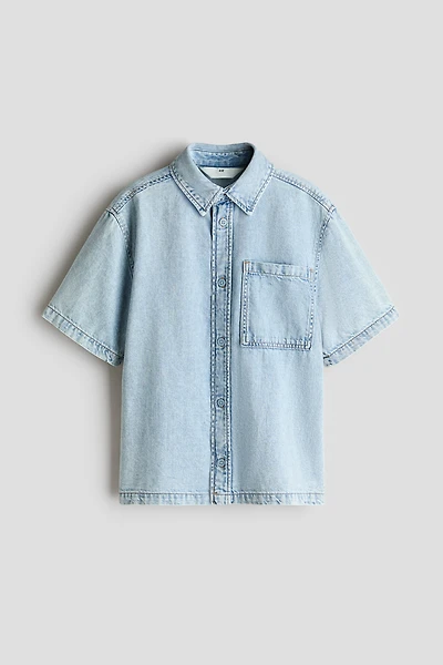 Short-Sleeved Denim Shirt