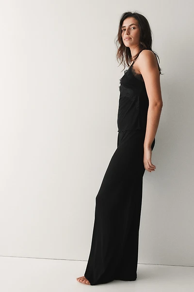 Lace-Trimmed Jersey Pajamas