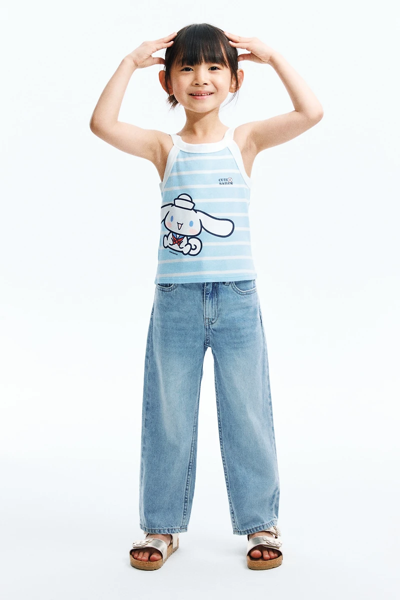 Ribbed Tank Top with Motif