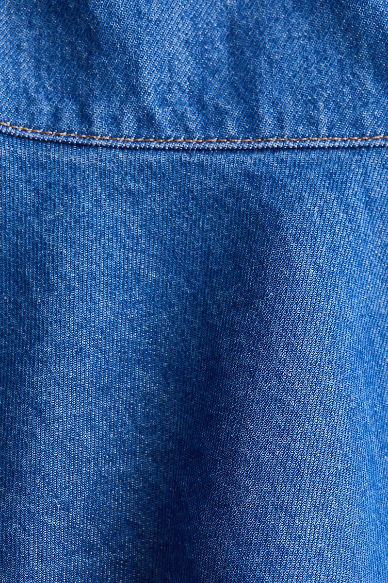 Flounced denim mini skirt