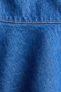 Flounced denim mini skirt