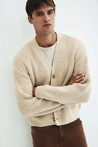 Loose-Fit Rib-Knit Cardigan